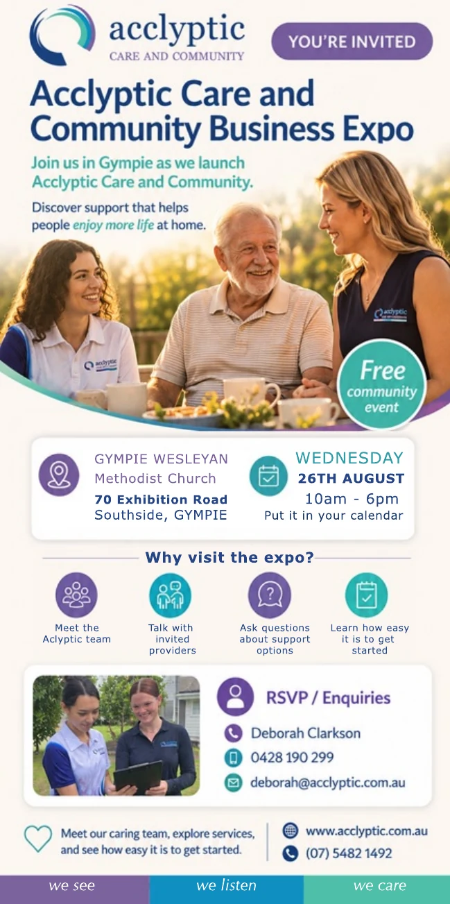 Acclyptic Gympie Expo flyer