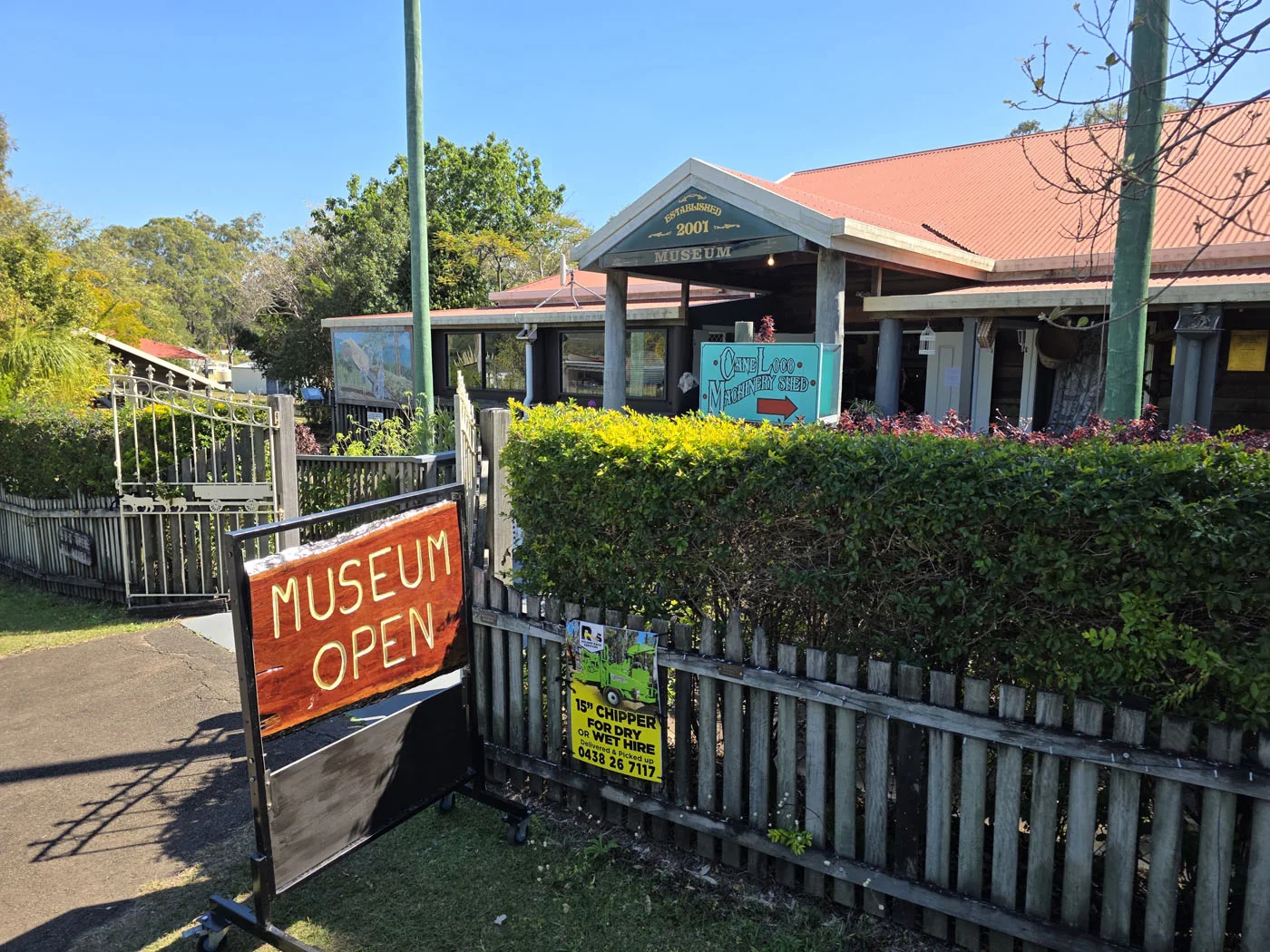 Entrance to the Bauple Historical Museum with Museum Open sign