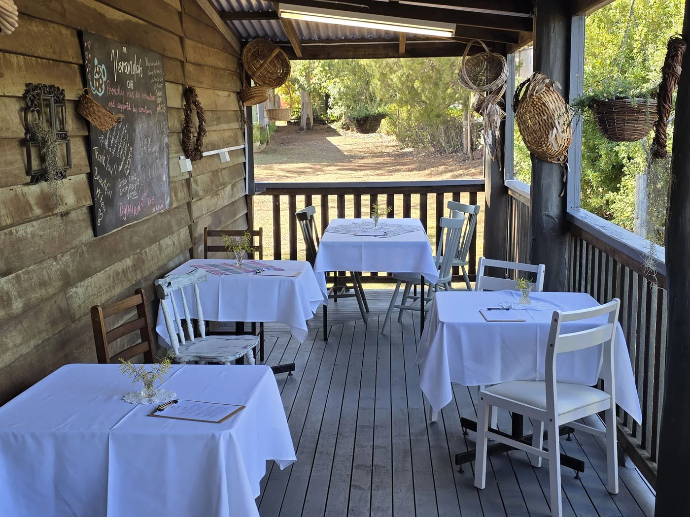 Outdoor dining setting at the Bauple Historical Museum