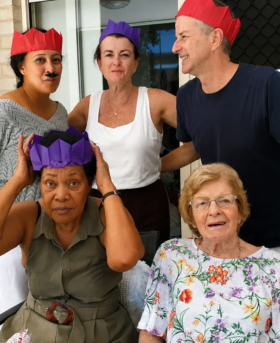 Deborah with her brother, mother and close friends